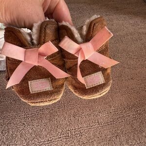 UGG Brown Kids Boots with Pink Bow